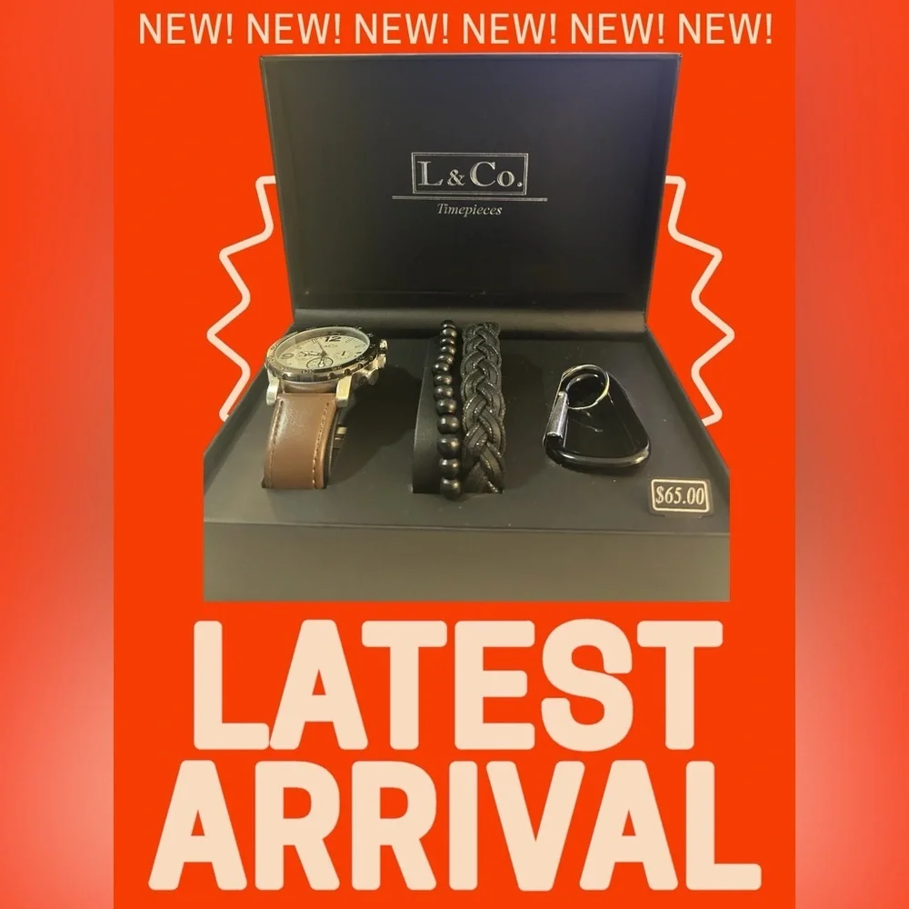 L & Co. Timepieces watch, dual-bracelet, &‎ carabiner. New in Box!